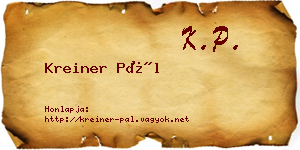 Kreiner Pál névjegykártya